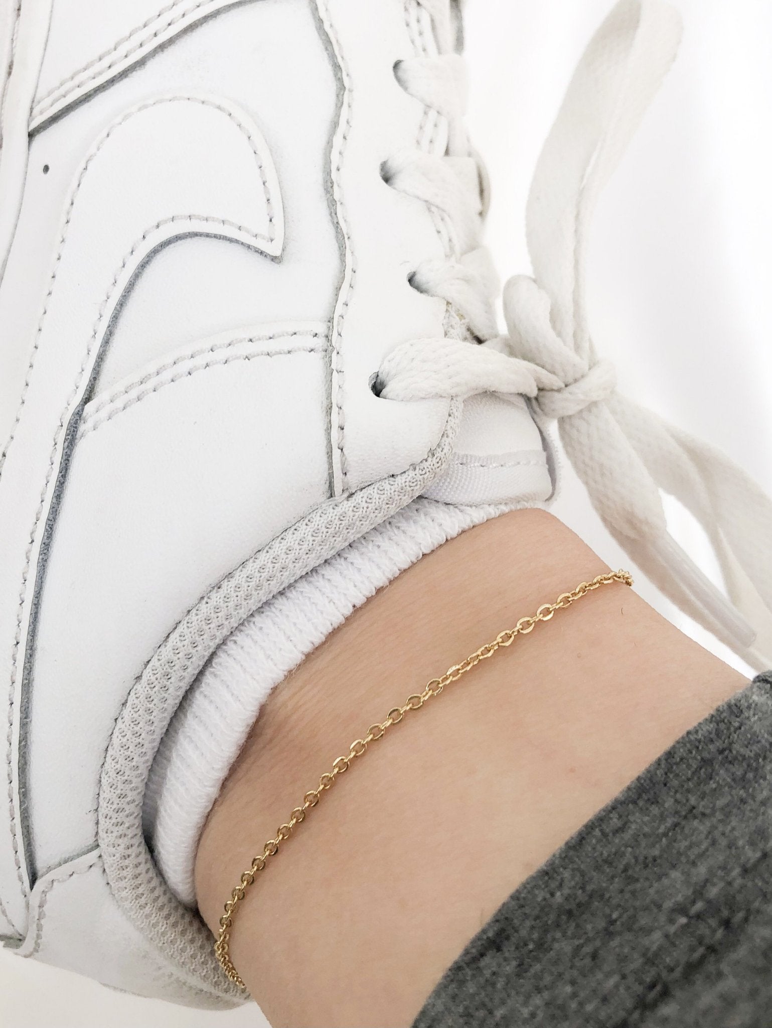 thin gold chain anklet