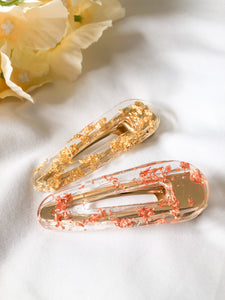 resin gold and rosegold foil hair clips