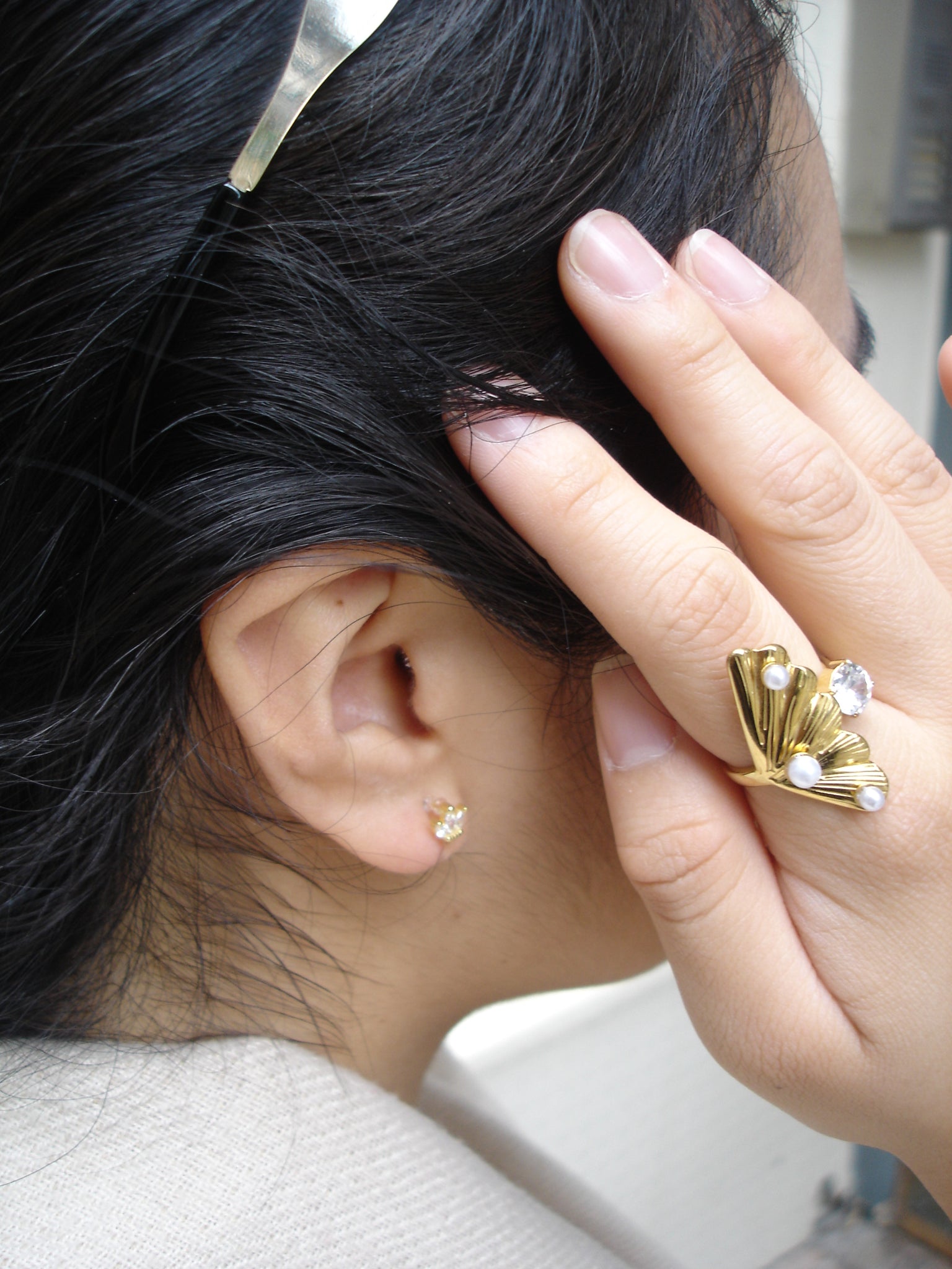 Crown Gold Clip-on Stud Earrings