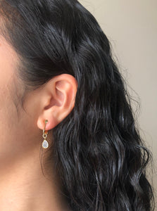 teardrop clip on screwback earrings with cushion