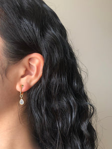teardrop clip on screwback earrings with cushion