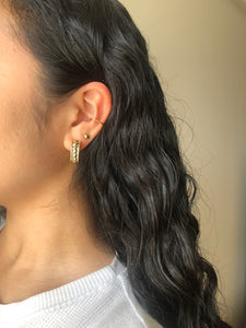 gold braided clipon hoop earrings with magnetic studs and twisted gold ear cuff