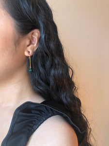 emerald dangle teardrop clipon earrings