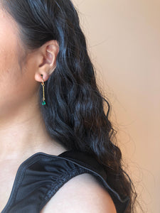 emerald dangle teardrop clipon earrings