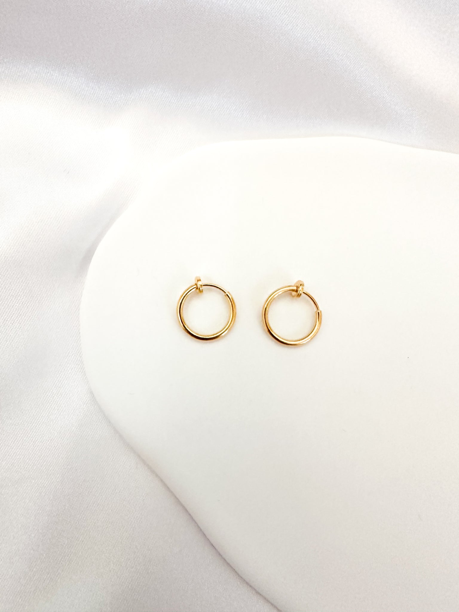 13mm dainty gold clipon hoop earrings