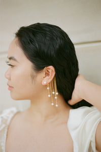 gold ear wrap with pearls dangling