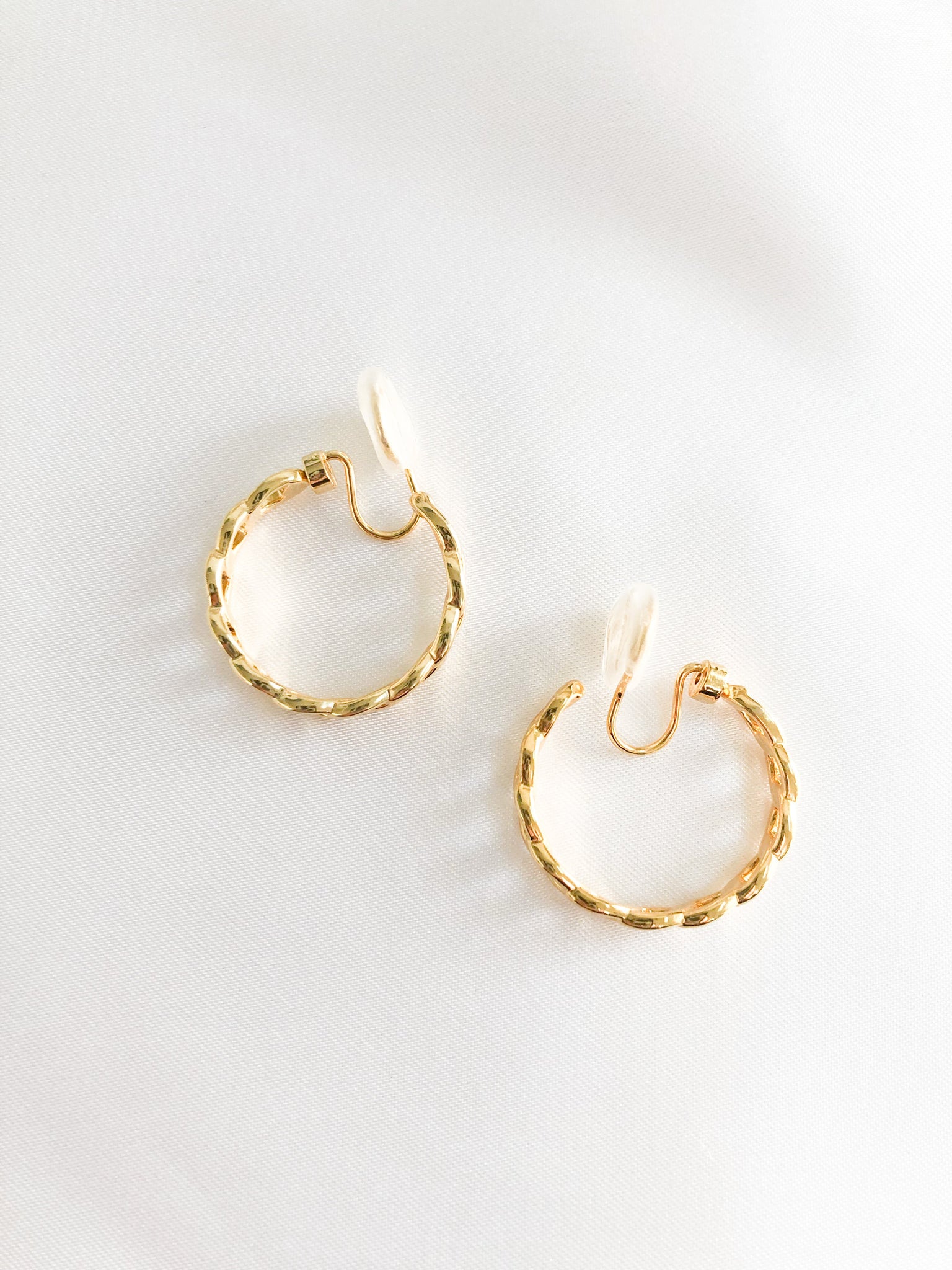 twisted gold clip on hoops