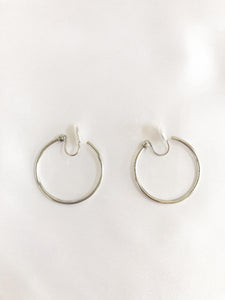 silver clip on hoop earrings