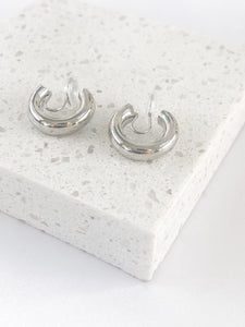 chunky silver clip on hoop earrings